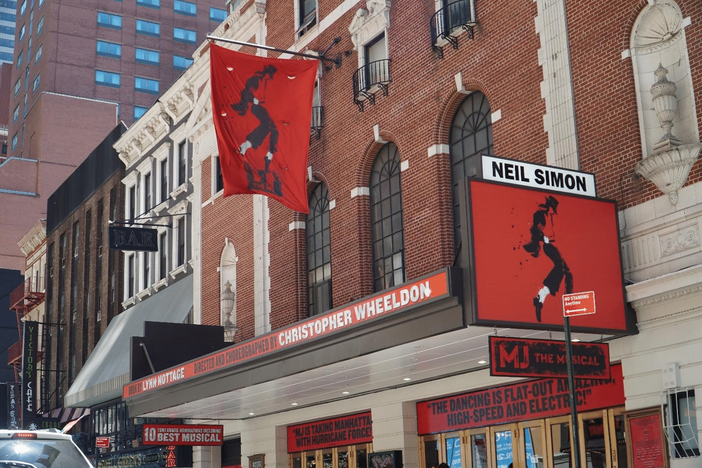A picture of billboard of MJ the Musical