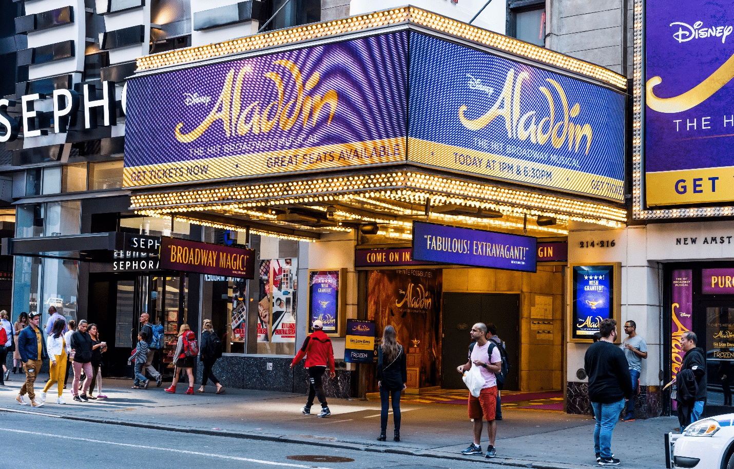 A sign for the Aladdin Broadway play
