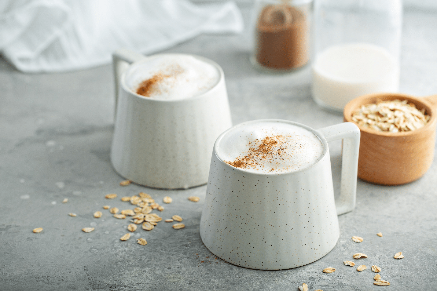 Two cups of oat milk lattes