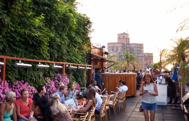 A picture of a rooftop bar