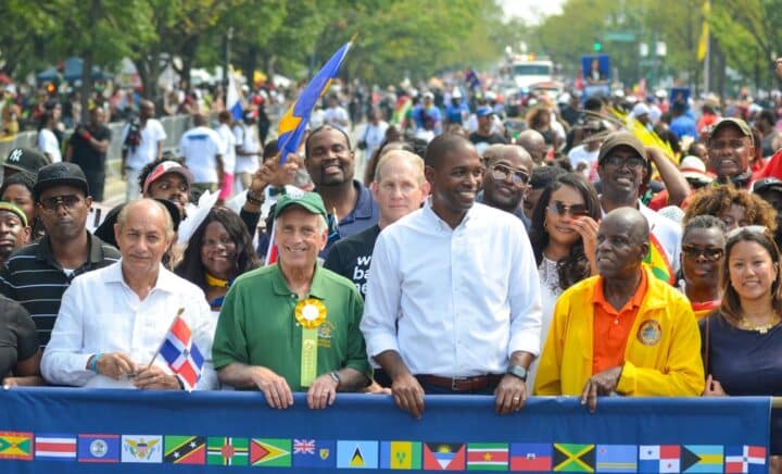 Revelers participate in the annual West Indian Day parade on September 4, 2023 in the Brooklyn Borough of New York City.