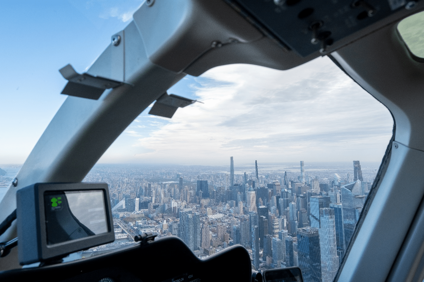 View of NYC from a helicopter window