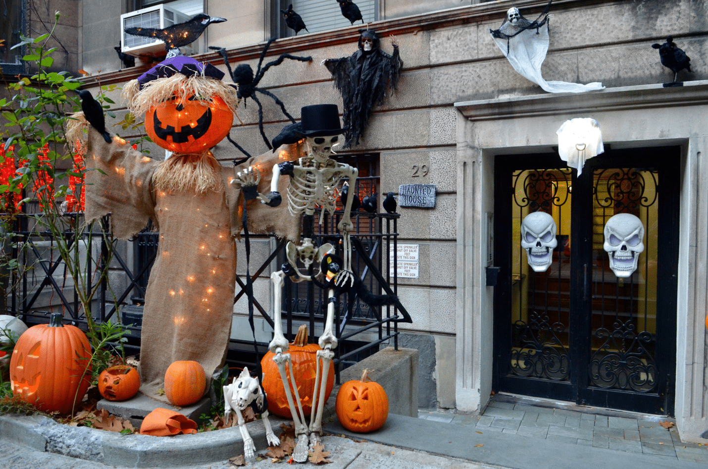 An exterior with Halloween décor