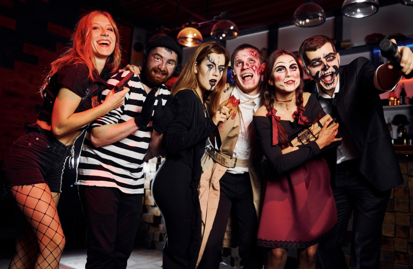 A group of people at a Halloween party