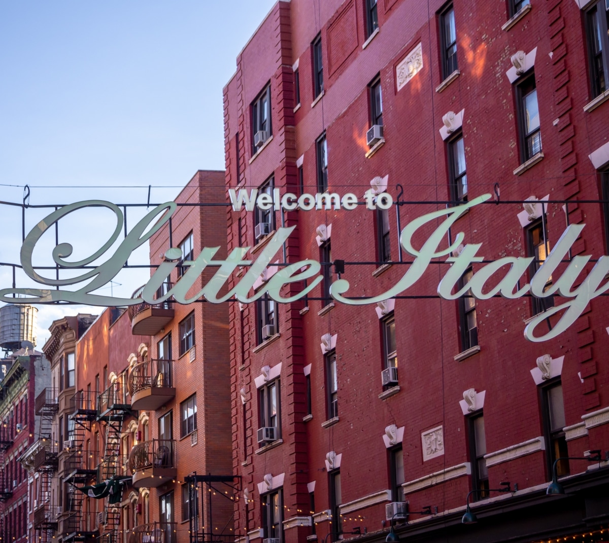 A welcome sign in Little Italy