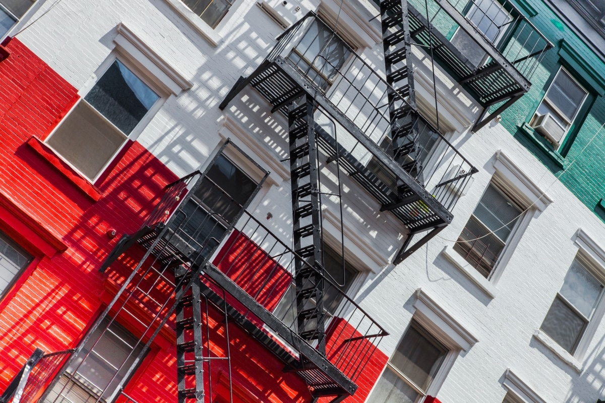 Buildings painted with the colors of the Italian flag